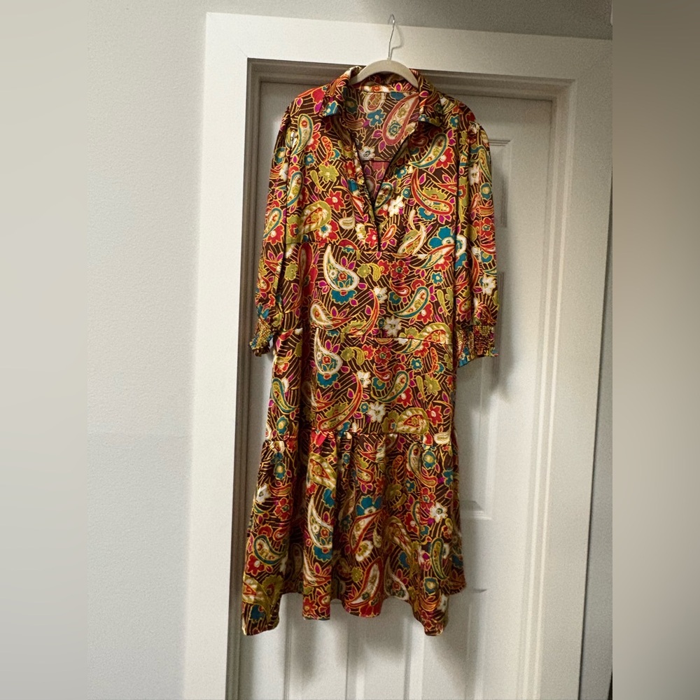 Colorful Paisley Long Sleeve Dress